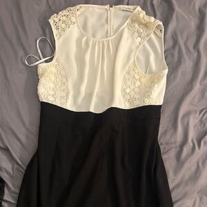 White Lace Black Bottom Dress